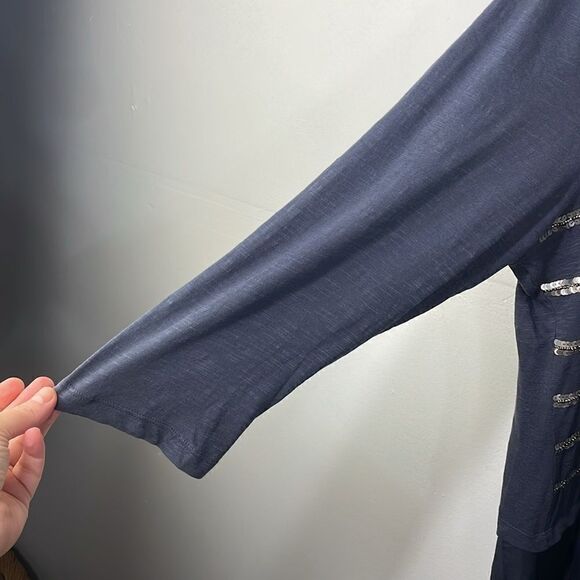 LOGO Lavish Sequin Embroidery Trapeze Tunic size XL Gray - Picture 6 of 12